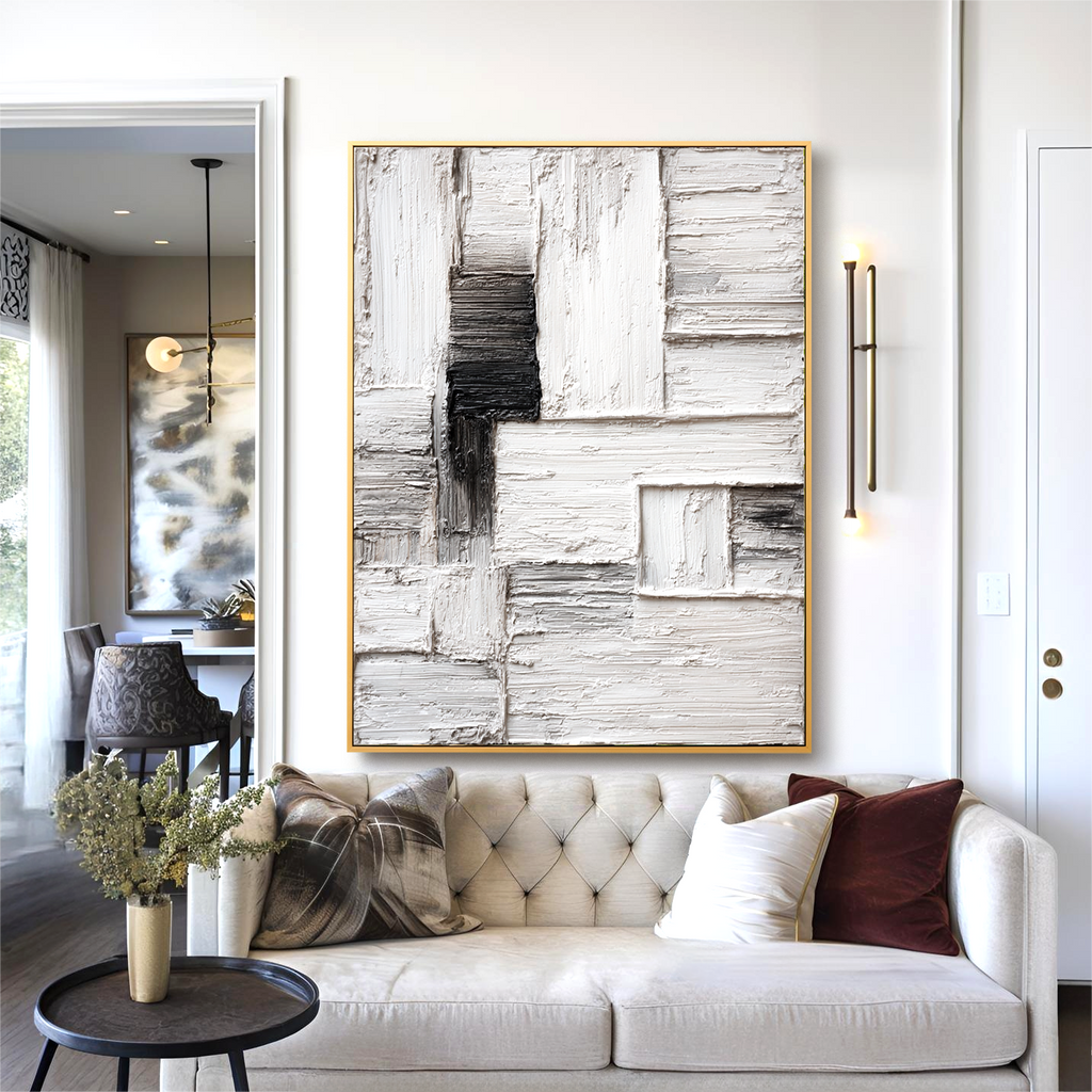 Silent Partition - Minimal Textured Abstract Canvas#AB14294