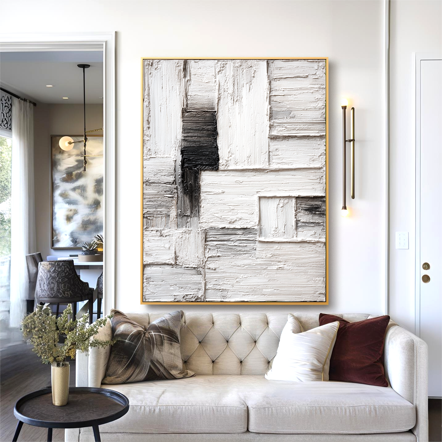 Silent Partition - Minimal Textured Abstract Canvas#AB14294