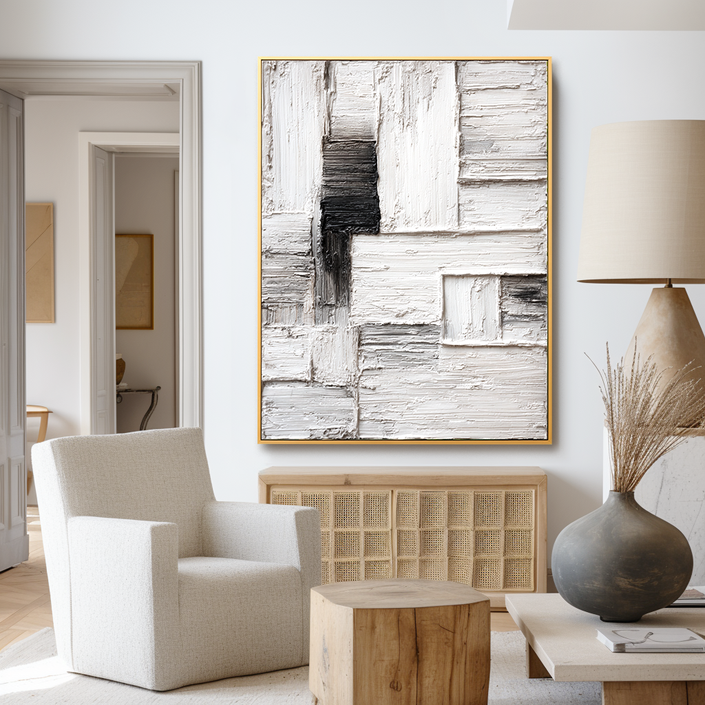 Silent Partition - Minimal Textured Abstract Canvas#AB14294