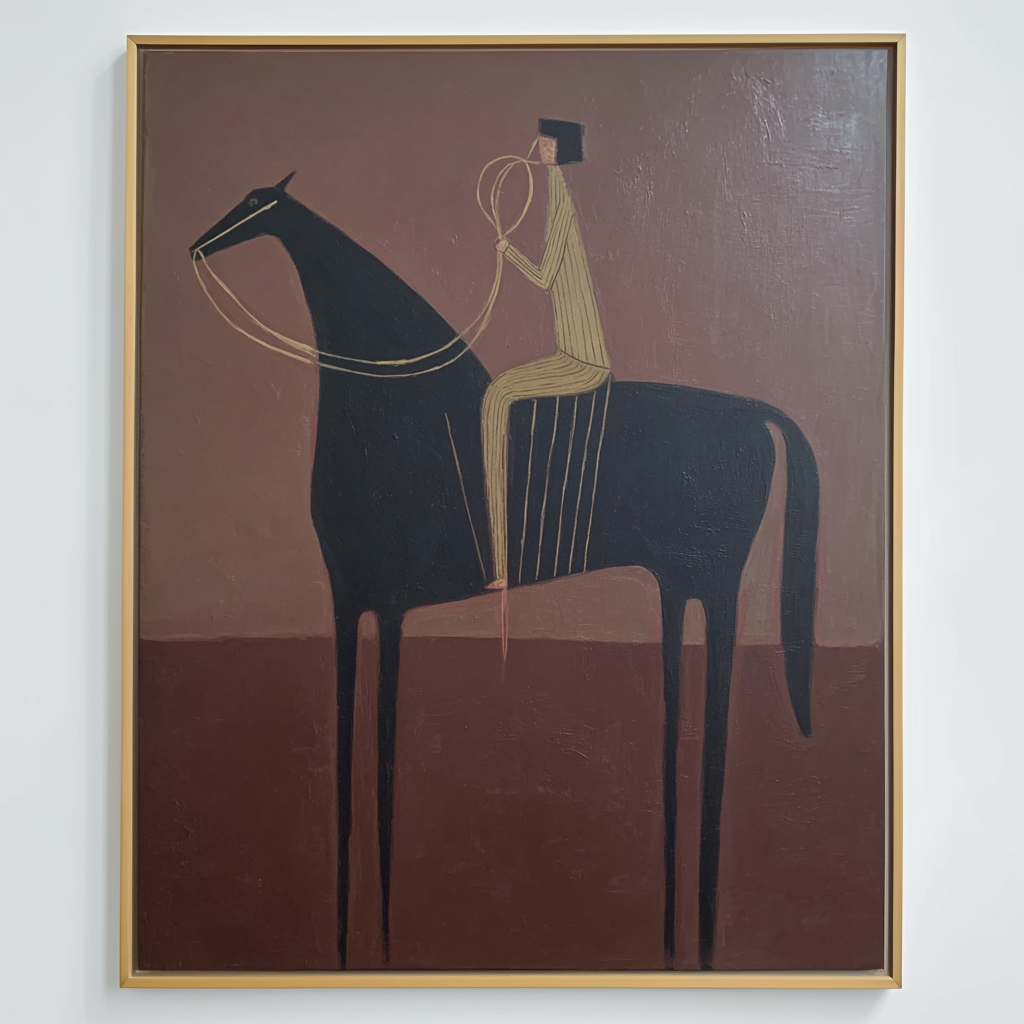 Silent Balance – Minimalist Figurative Horse Oil Painting#AB14331