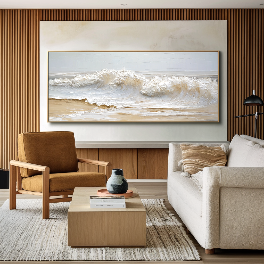 Silent Tide – Large Textured Wave Painting#AB14303
