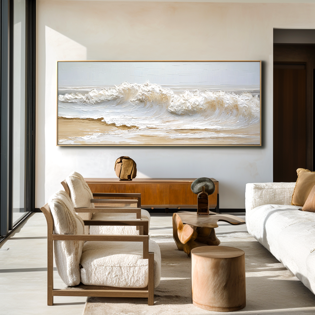 Silent Tide – Large Textured Wave Painting#AB14303
