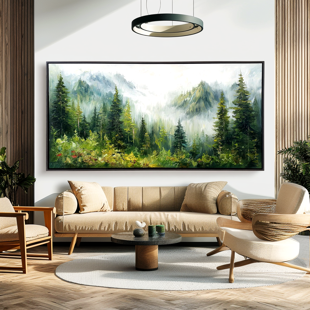 Emerald Wilderness – Large Forest Landscape Painting#AB14304