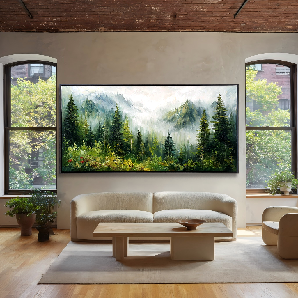 Emerald Wilderness – Large Forest Landscape Painting#AB14304
