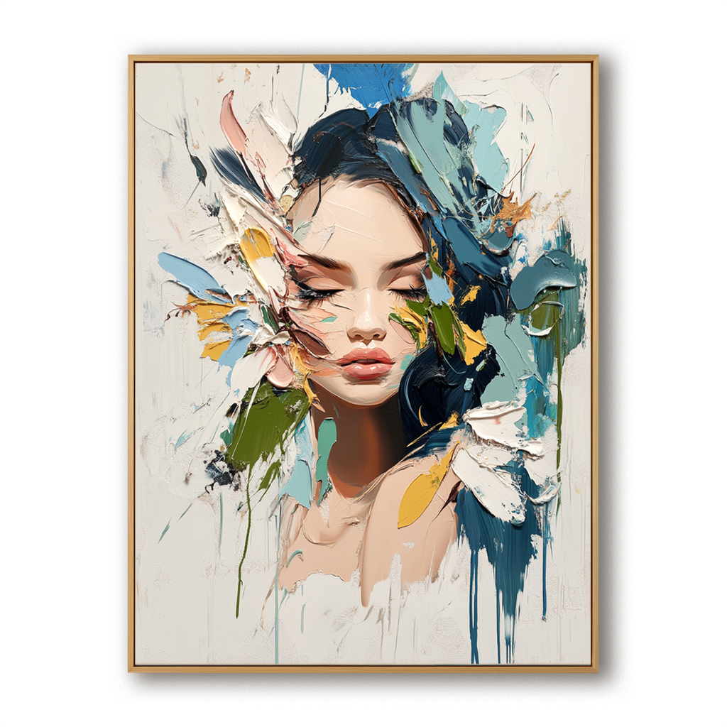 Serene Fragment – Textured Abstract Portrait Oil Painting#AB14315