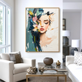 Poetic Stillness – Textured Abstract Portrait Oil Painting#AB14319