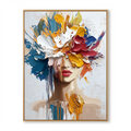 Chromatic Veil – Textured Abstract Portrait Oil Painting#AB14320